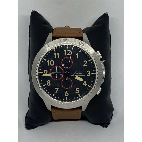 Armani Exchange AX1755 Men's Brown Leather Analog Black Dial Quartz Watch JK238 - Picture 3 of 12